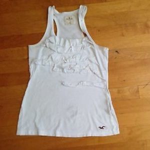 Hollister Girls White Tank Top Size XS w/ Ruffles